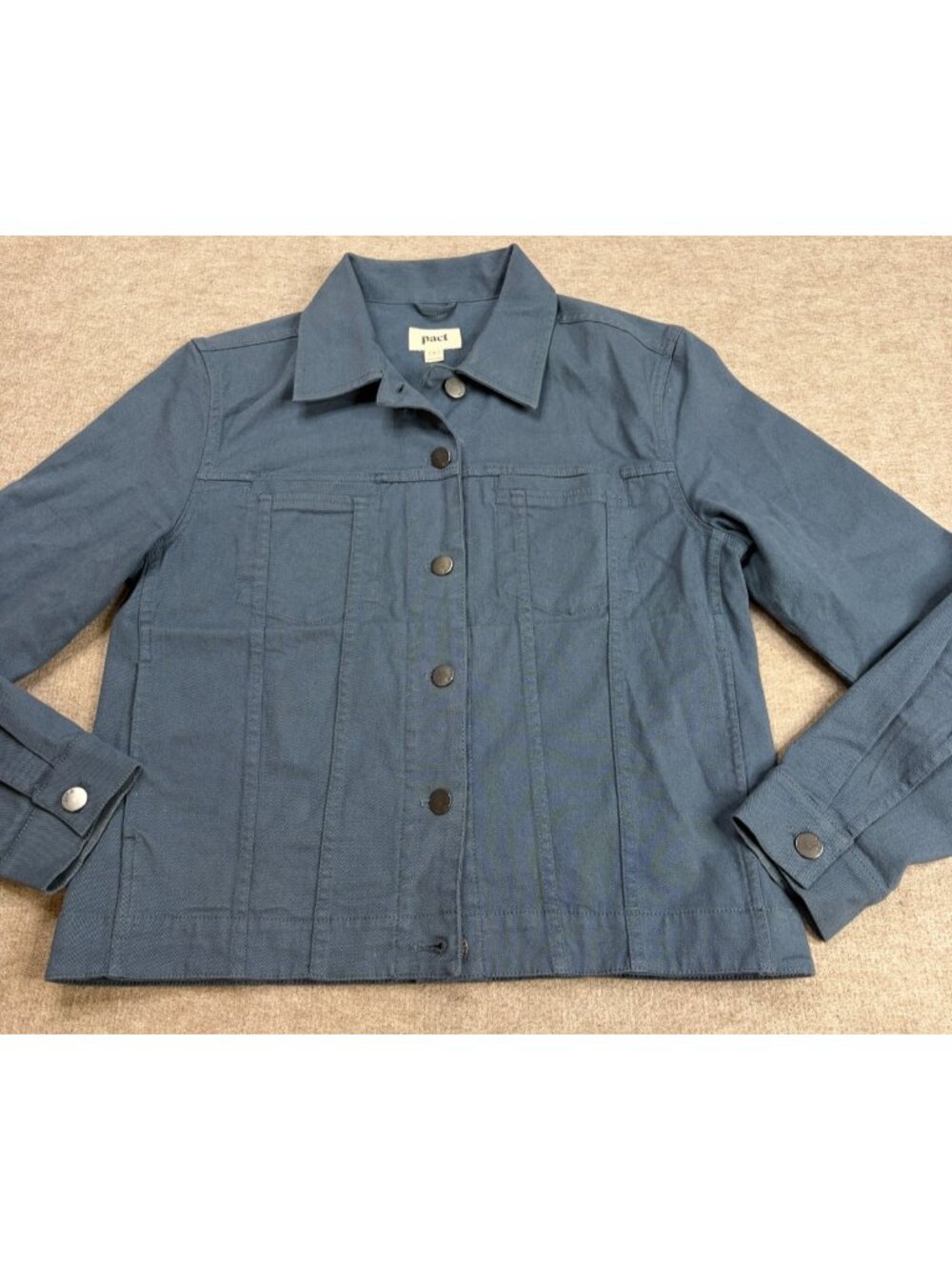 Pact Womens Jacket Medium Blue Trucker Organic Cotton Blend